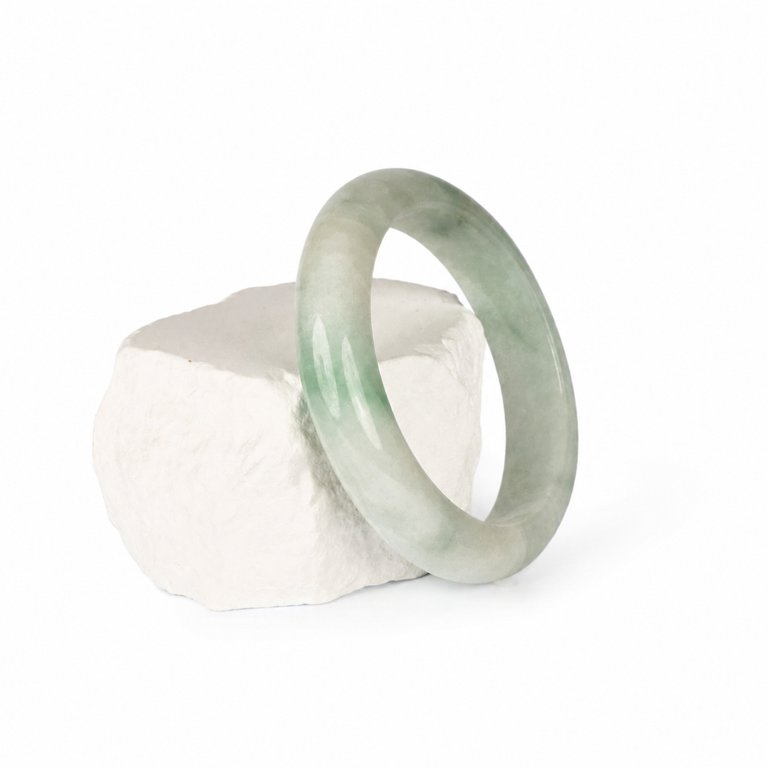 Light Green and White Jadeite Bangle (62.8mm), view 1