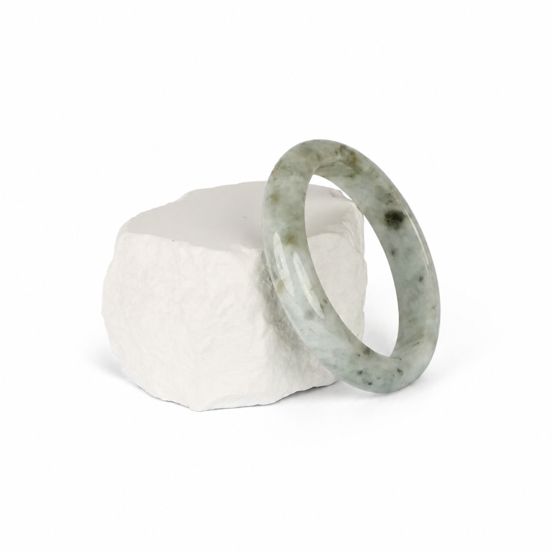 White and Grey Jadeite Bangle (58mm), view 1