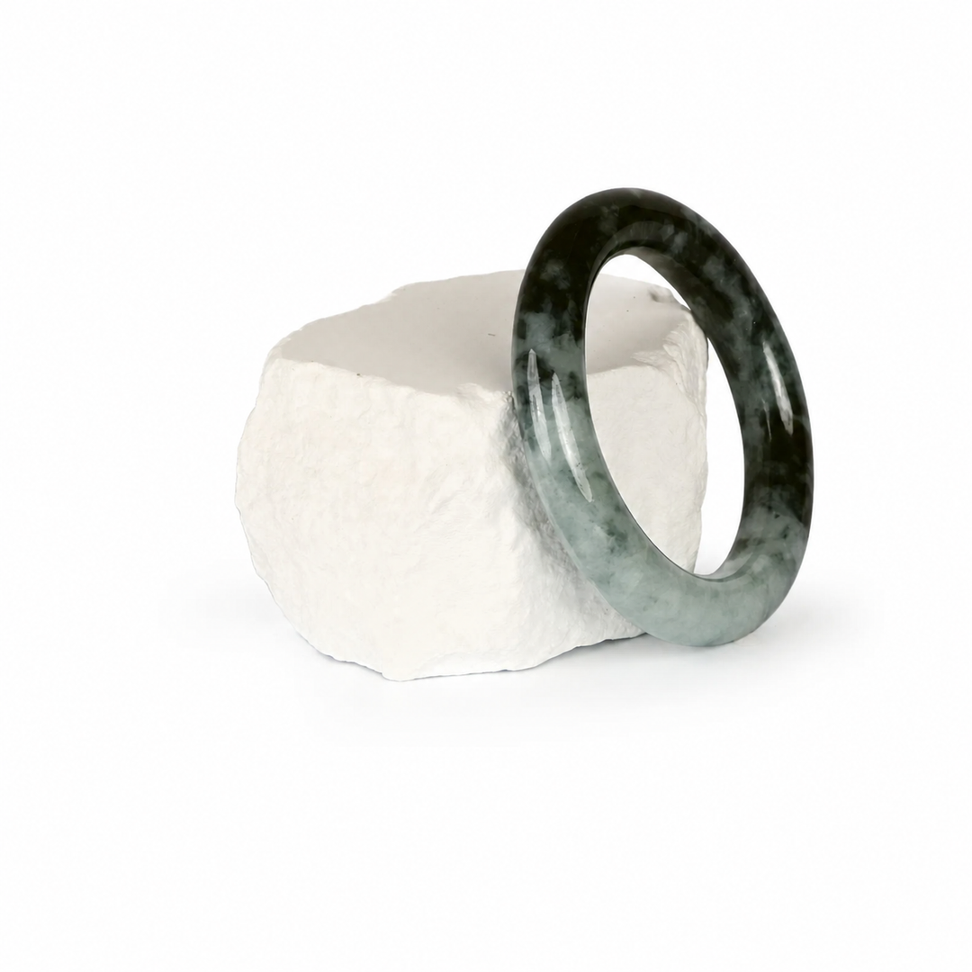 Black and Grey Jadeite Bangle (52.5mm), view 1