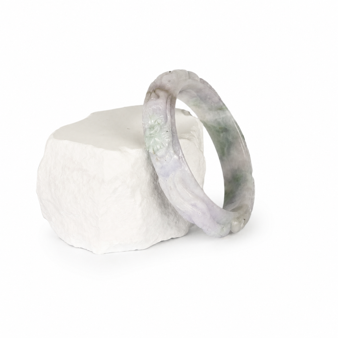 Hand-Carved Dragon Jadeite Bangle (58mm), view 1