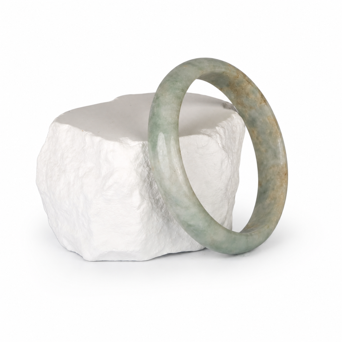 Premium light green natural Type A Burmese Jadeite bangle, 61 mm
