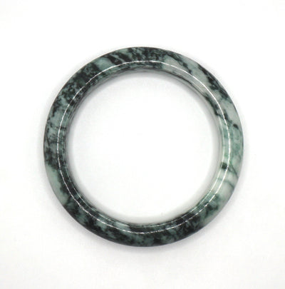 Green and White Jade Bangle (66.5MM)