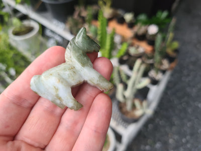 Natural Jade Hand Carved Horse Figurine 