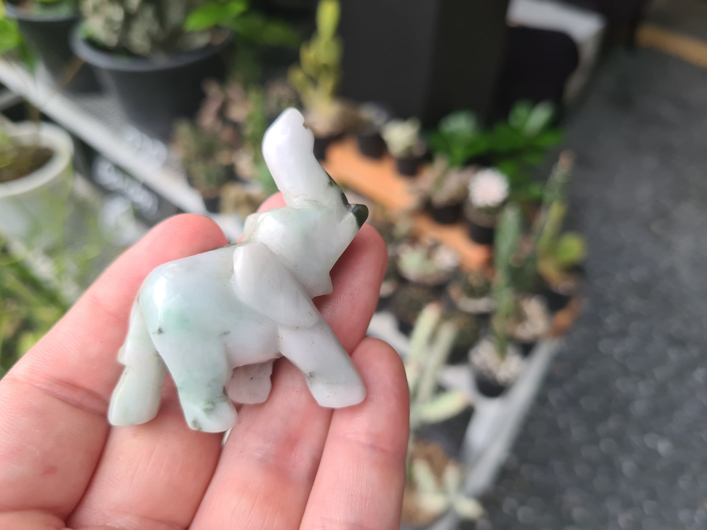 Hand Carved Jade Elephant Figurine