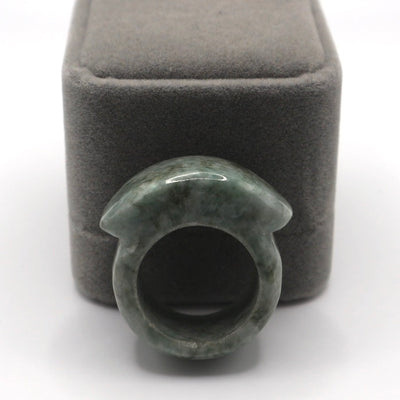 Hand Carved Green Thick Jade Ring