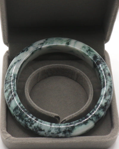 Green and White Jade Bangle (66.5MM)