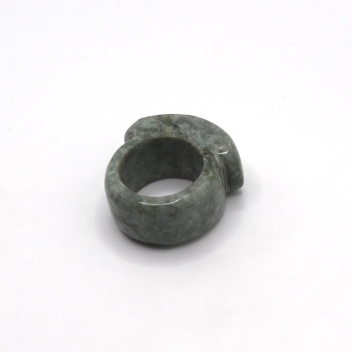 Hand Carved Green Thick Jade Ring