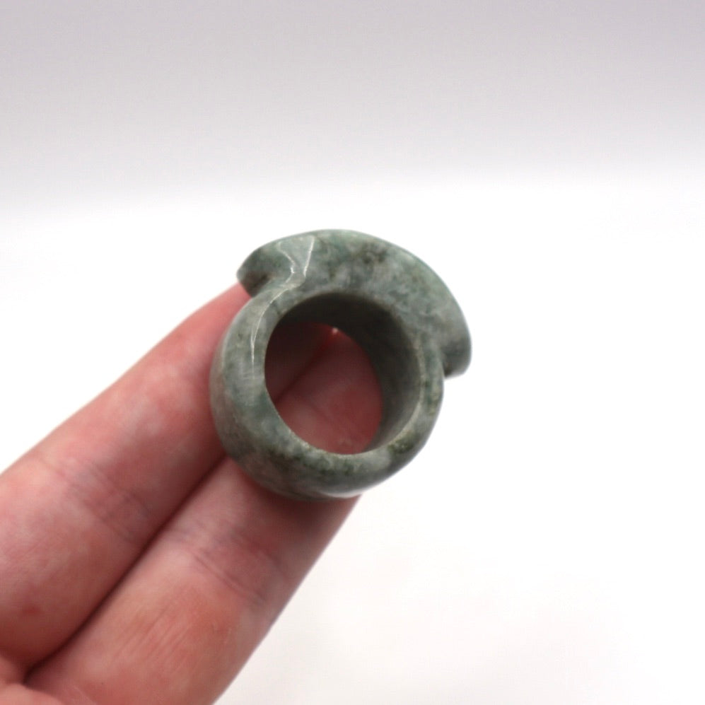 Hand Carved Green Thick Jade Ring