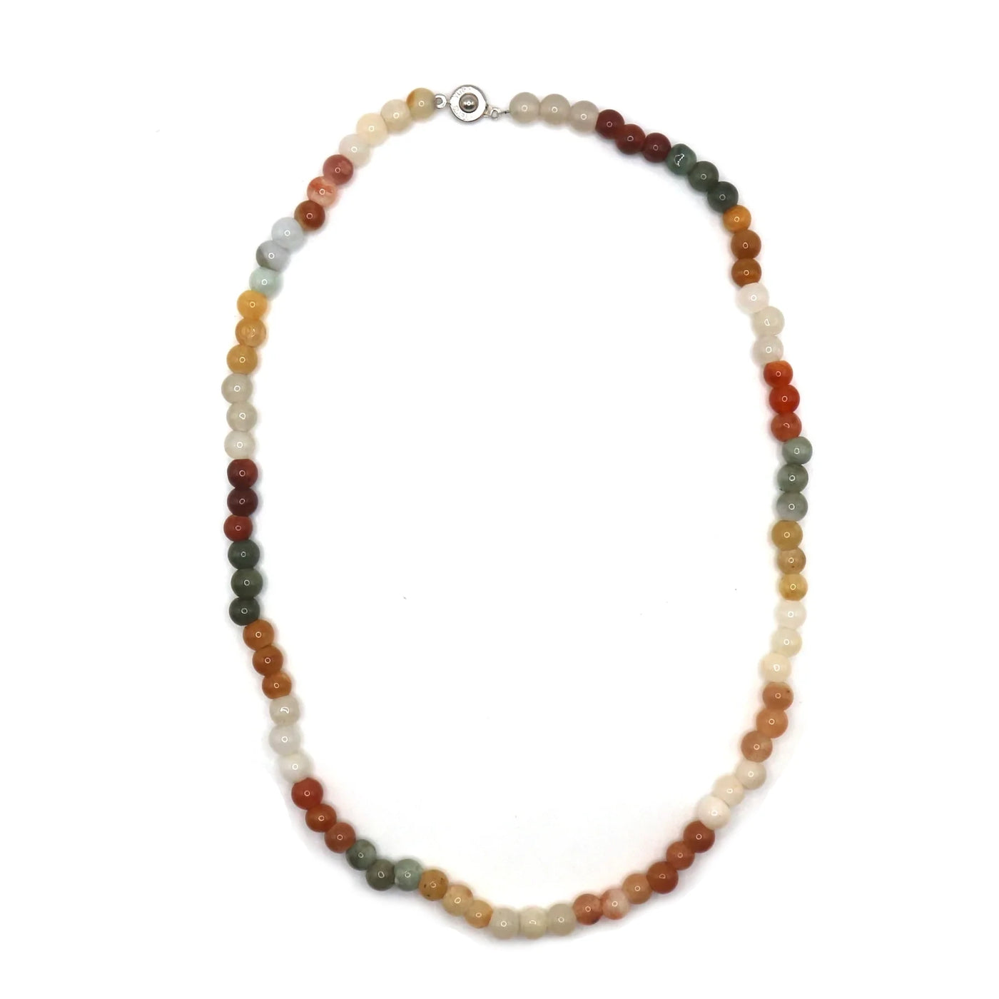 Natural Multi-Colored Beaded Jade Necklace