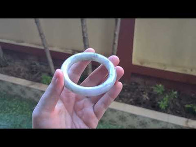 Premium White and Grey Jade Bangle (55.3MM)